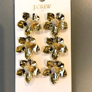 J. Crew Gold Floral Statement Earrings